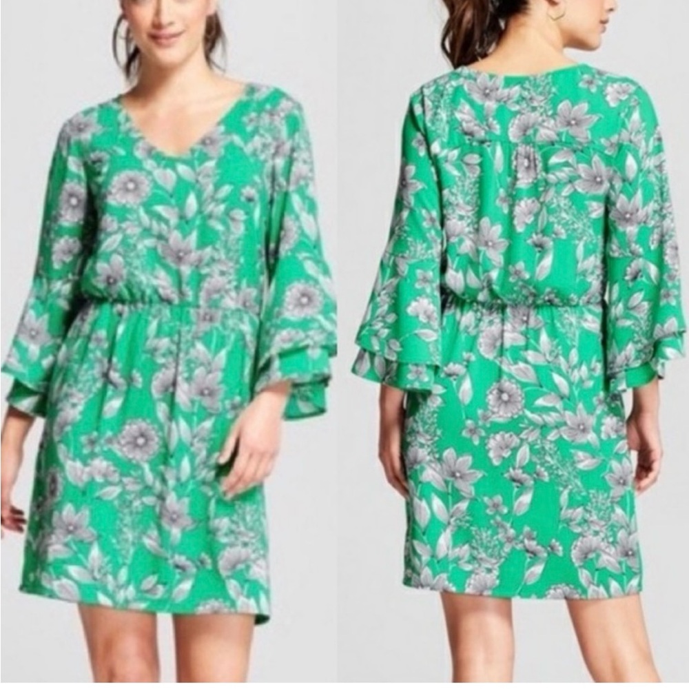 Nicole Miller Floral Green Dress